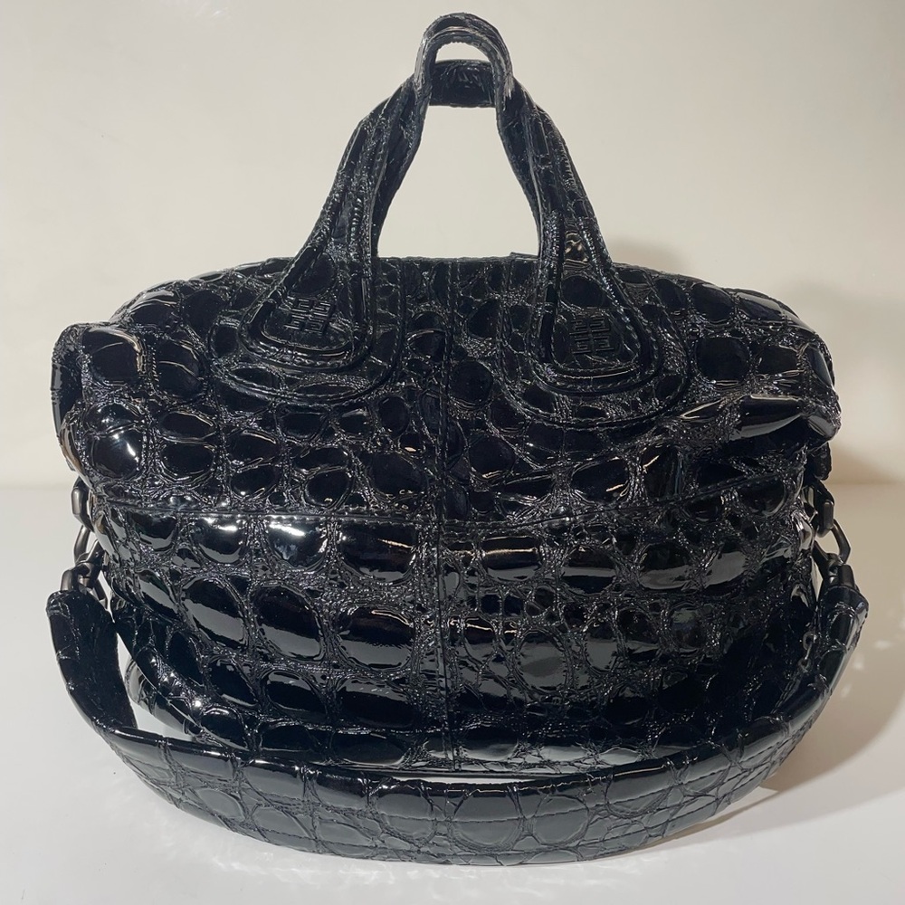 Givenchy Black Crocodile-Embossed Shoulder Bag